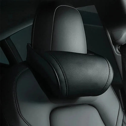 KJOY Seat Headrest Travel Rest Neck Pillow PU Leather Neck Pillow Memory Foam Pillows Car Accessories  used for Tesla Model3/Y/X