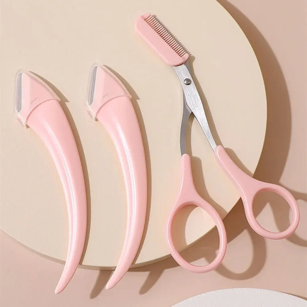 Wholesale Eyebrow Trimming Knife Eyebrow Face Razor For Women Professional Eyebrow Scissor With Comb Brow TrimmerScraper Accesso