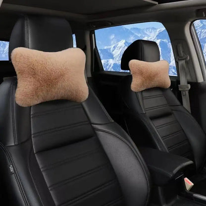 Winter Car Seat Neck Rest Pillow Plush Car Headrest Plush Cushion Warmth And Comfort Universal Lumbar Pillow Support Accessories