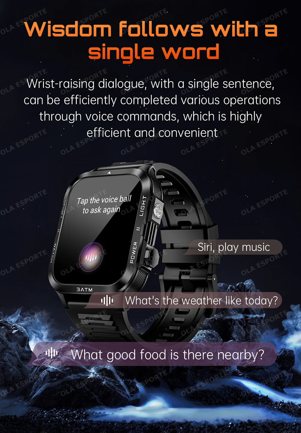 Smart Watch For Android IOS AMOLED Screen Bluetooth Call Fitness Clock 100+ Sports Modes Pedometer 880mAh Battery Men Smartwatch