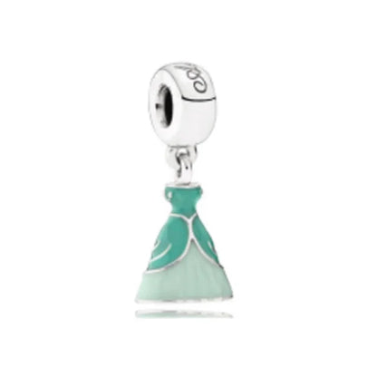 2025 New Disney Beautiful Princess Dress Bead Pendant 925 Silver Suitable for European Original Bracelet DIY Exquisite Jewelry