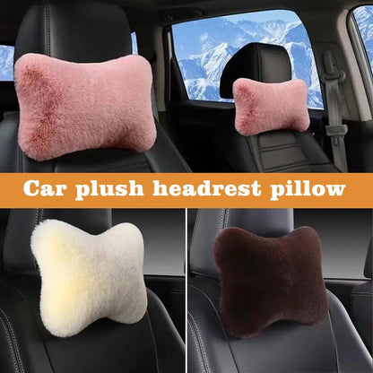 Winter Car Seat Neck Rest Pillow Plush Car Headrest Plush Cushion Warmth And Comfort Universal Lumbar Pillow Support Accessories