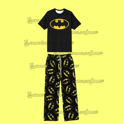 2025 New Arriavl Cute Batman Summer T-Shirt With Long Pants Oversized Suit For Adult/Kids Y2K Fashion Men And Women Sports