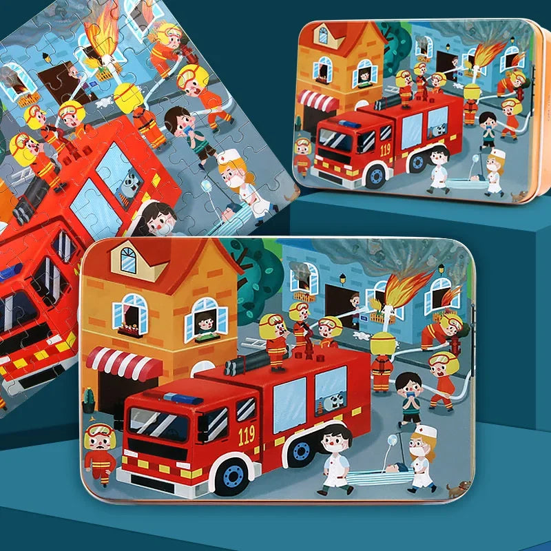 100 Pieces Puzzles for Kids Cartoon Animal Dinosaur Jigsaw Puzzle Montessori Games Children Educational Toys for Boys Girls