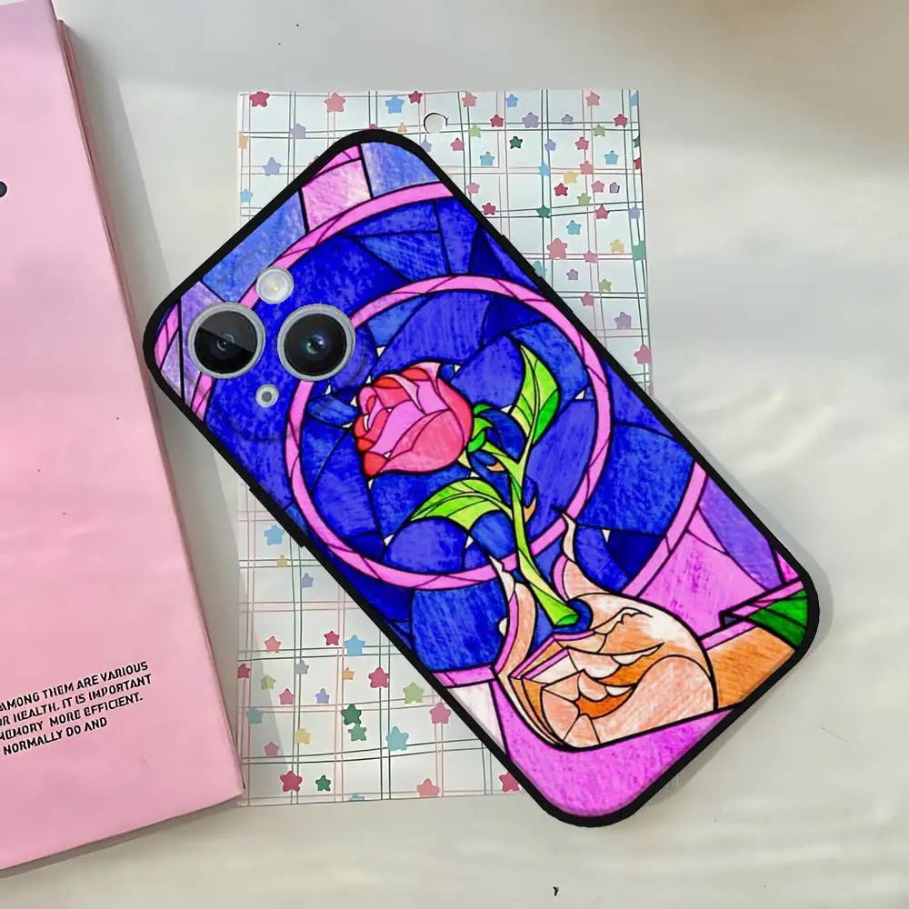Beauties Beasts Rose Princess Art Print Phone Case For IPhone 1716 15 14 13 Pro Max 11 12 Mini X Xs XR Black Silicone Cover
