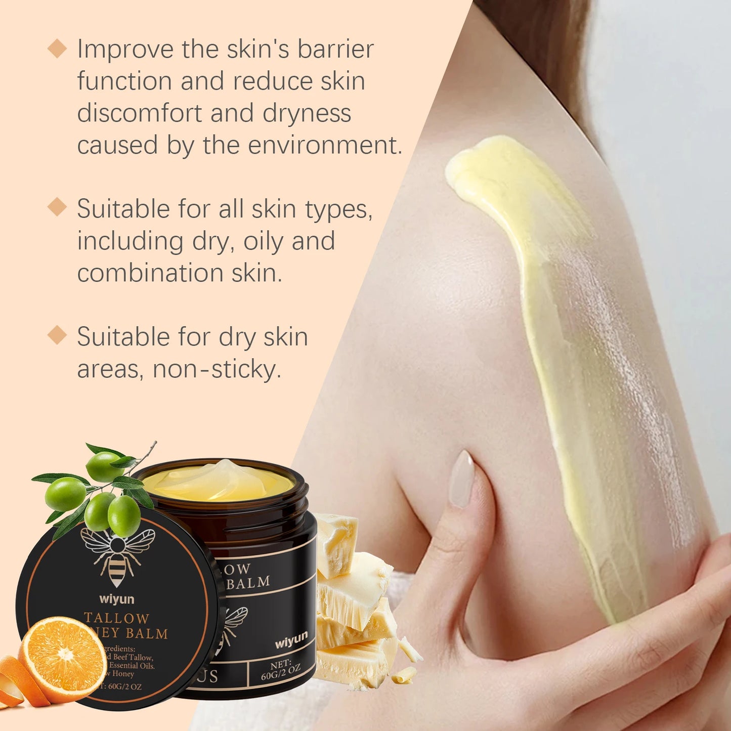 Beef Tallow Honey Moisturizing Cream Hydration Nourishing Korean Skin Care Bleaching Firming Face Body Moisturizer Lotion