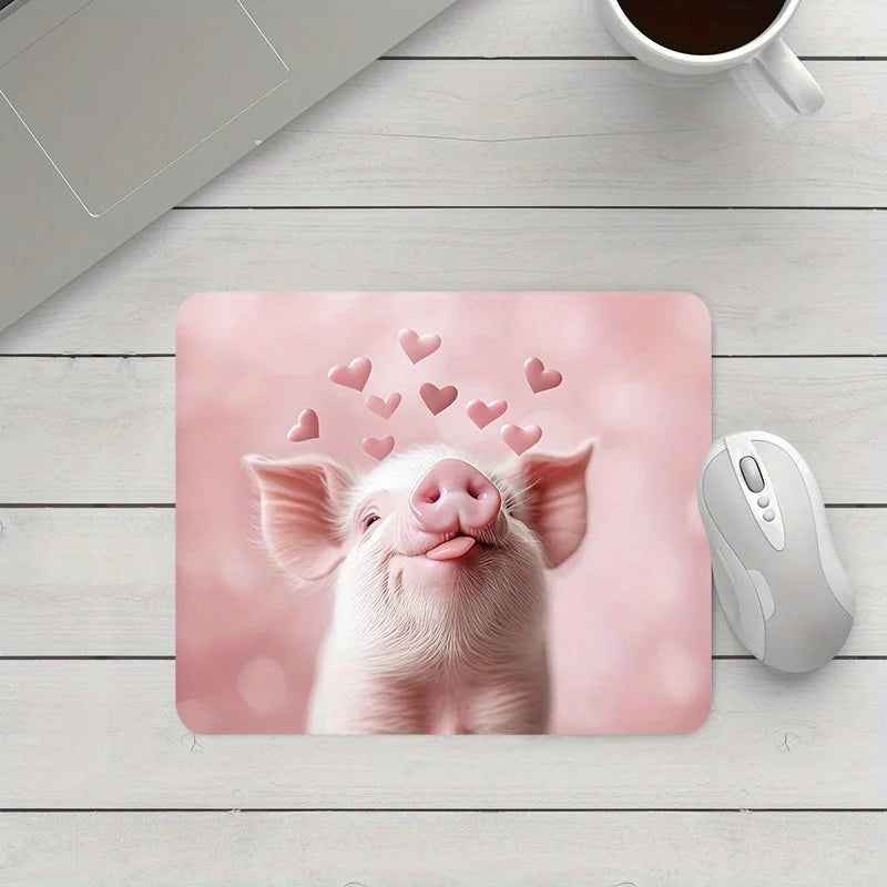 The cute pink pig mouse pad with anti-slip rubber is suitable for office and home use. It is a high-quality computer accessory