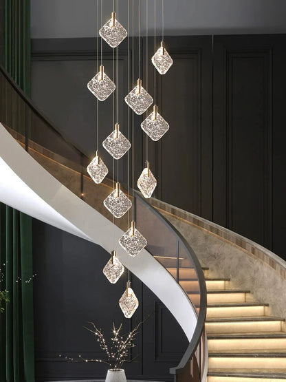 New Crystal Living Room Ceiling Pendant Light Home Decoration Staircase Duplex Pendant Light Restaurant Bedroom Hanging Lighting