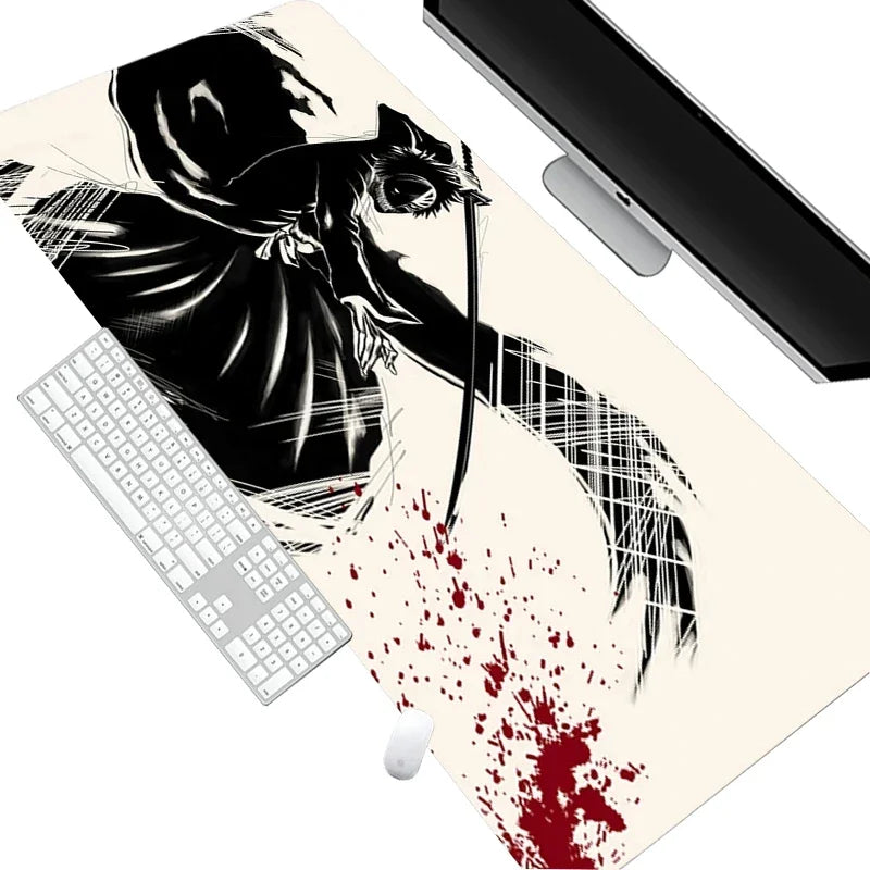 White Mouse Pad Anime Large Mousepad Bleach Manga Panel Laptop Office Shounen Rubber Soft Table Mat Pc Gaming Non-Slip Carpet