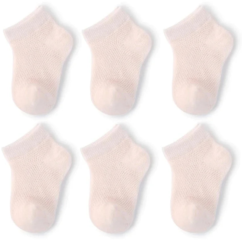 3Pairs/Set Soft Stitch Cute Floor Clothes Stockings Summer Baby Mesh Ankle Short White Sock for Toddler Boys Girls Kids Gifts