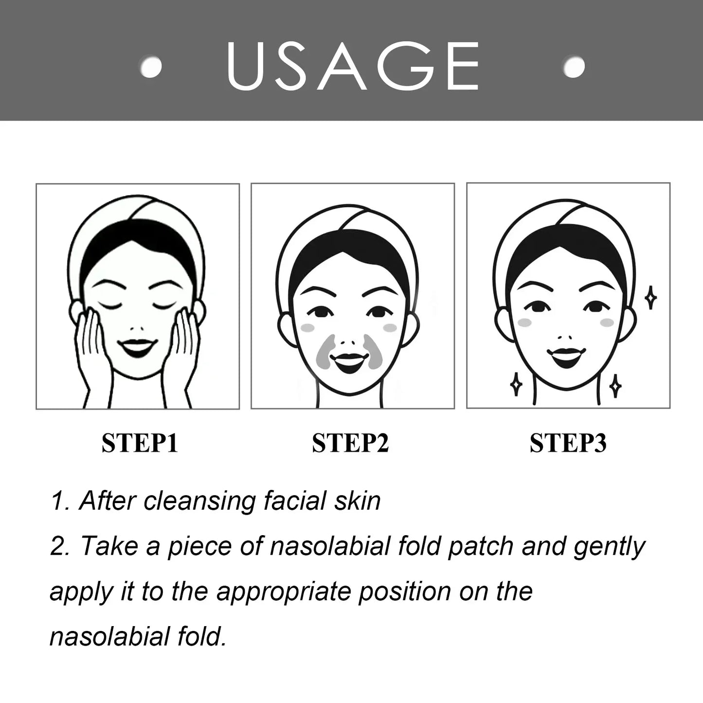 Collagen Nasolabial Folds Patch Contain Hyaluronic Acid  Instant Firming Skin Fade Fine Lines Deep Moisturizing Facial Mask
