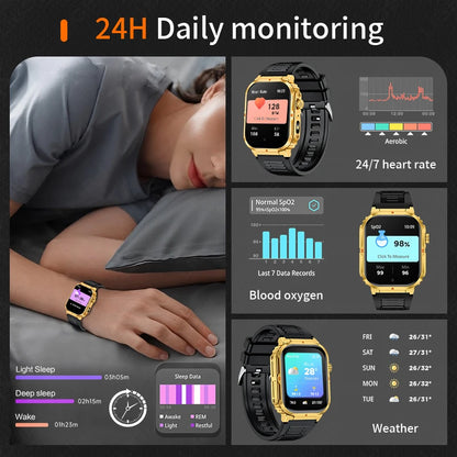 New Smart Watch For Men Women 2.01inch Large Screen Bluetooth Call LED Flashlight Sports Fitness Bracelet Waterproof Smartwatch
