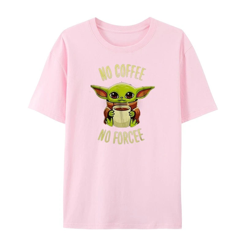 2025 Summer Cotton T-Shirt Marvel Yoda Baby Short Sleeve Loose and Versatile for Men and Women