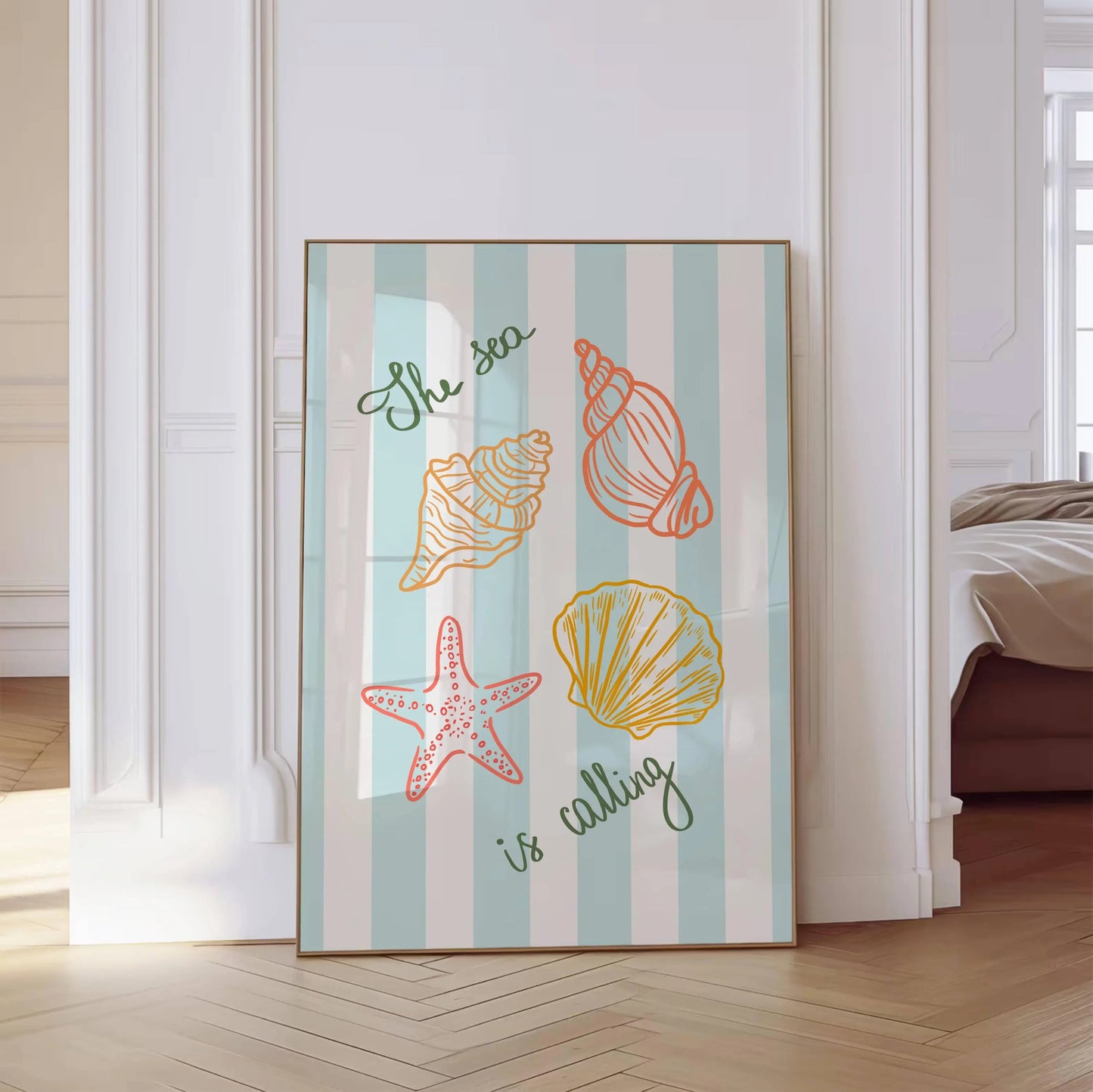 Summer Bikini Poster Fashion Bikini Shell Conch Palm Tree Wall Art Beach Print Ocean Home Living Room Bedroom Dorm Decoration
