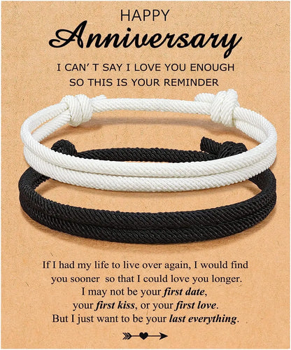 Couples Bracelets To My Men, Boyfriend, Girlfriend, My Love - Anniversary Valentines Day Birthday Christmas Gift for Him and Her