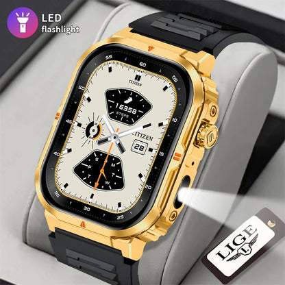 New Smart Watch For Men Women 2.01inch Large Screen Bluetooth Call LED Flashlight Sports Fitness Bracelet Waterproof Smartwatch