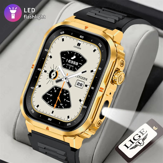 New Smart Watch For Men Women 2.01inch Large Screen Bluetooth Call LED Flashlight Sports Fitness Bracelet Waterproof Smartwatch