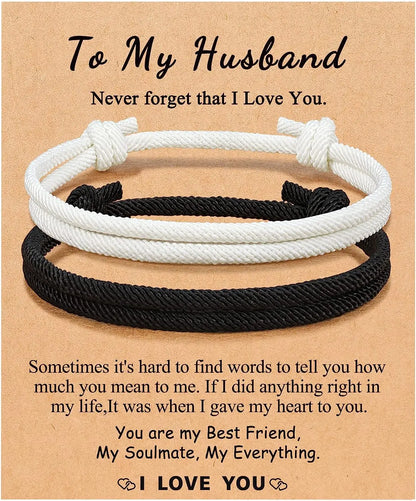 Couples Bracelets To My Men, Boyfriend, Girlfriend, My Love - Anniversary Valentines Day Birthday Christmas Gift for Him and Her