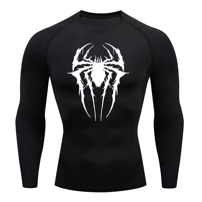 Casual Anime Print Running Compression T-Shirt Men Quick-Drying Fitness Sportswear Gym Sports Long Sleeve Breathable Top S-3XL