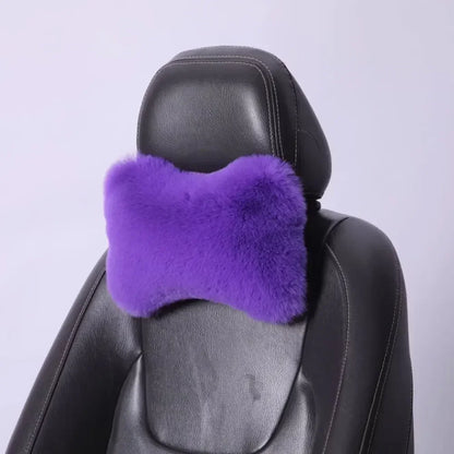 Winter Car Seat Neck Rest Pillow Plush Car Headrest Plush Cushion Warmth and Comfort Universal Lumbar Pillow Support Accessories