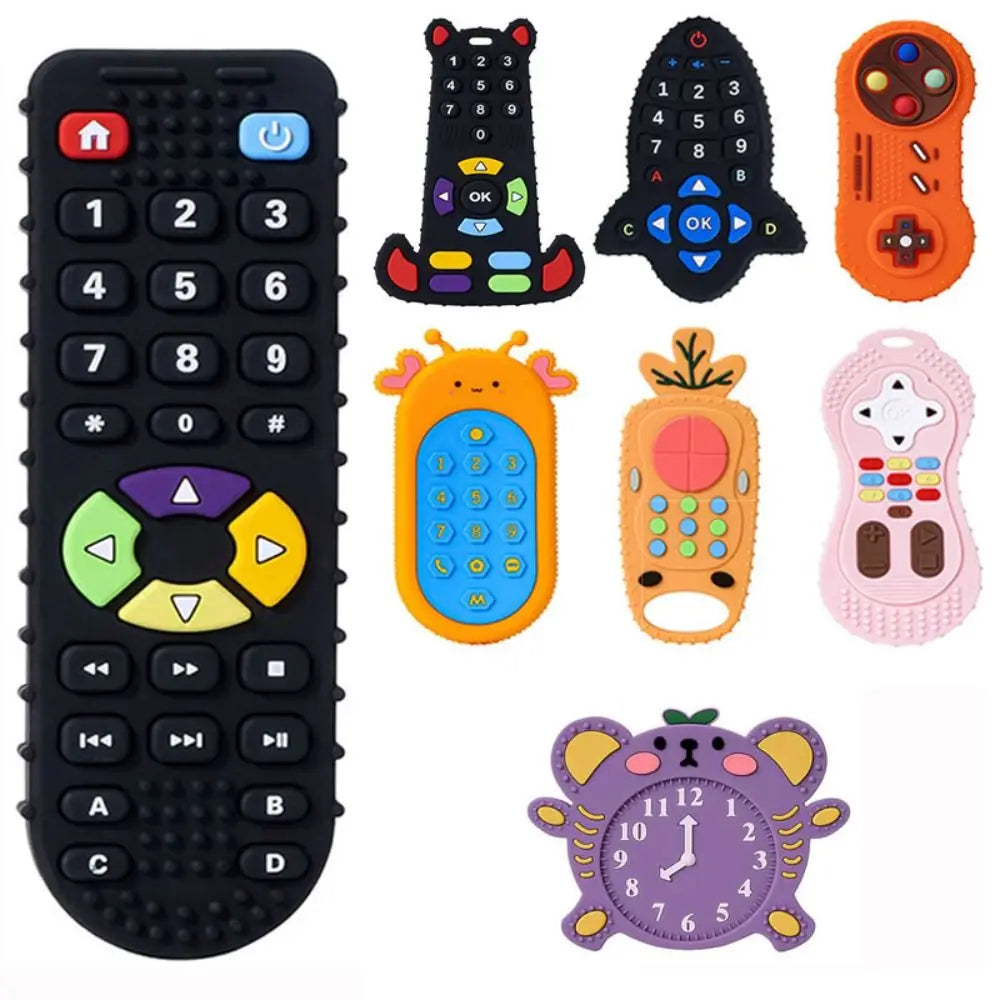 Baby Silicone Teether Toys Remote Control Shape Teether Rodent Gum Pain Relief Teething Toy Kids Sensory Teether Toys