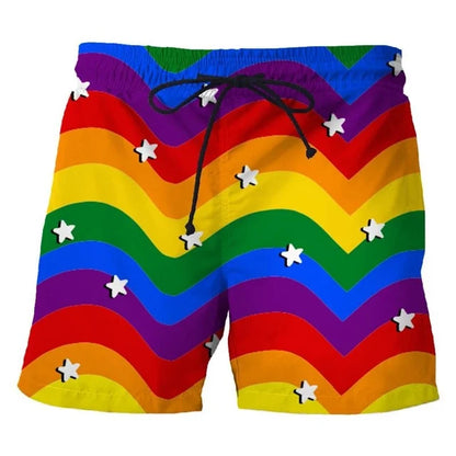 3d Printing LGBT Rainbow Short Pants Street Fashion Breathable Colorful Beach Shorts Vacation Beachwear Swim Trunks Clothing