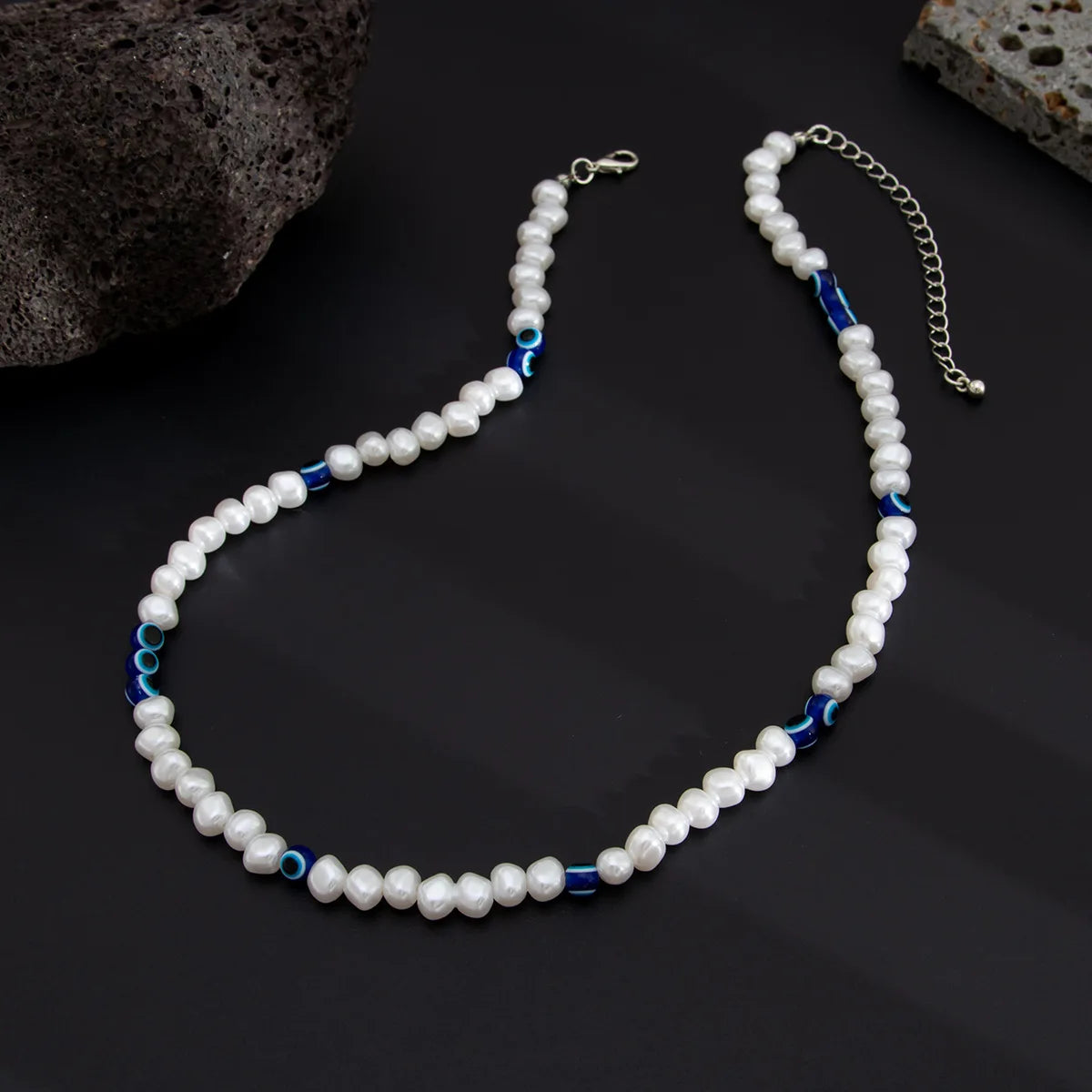 Retro Imitation Baroque Pearl Necklace For Men Hip Hop Eyes Beads Splicing Jewelry Trendy Party Accessories Gifts