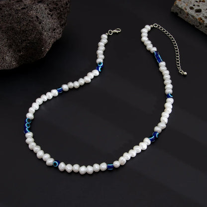Retro Imitation Baroque Pearl Necklace For Men Hip Hop Eyes Beads Splicing Jewelry Trendy Party Accessories Gifts