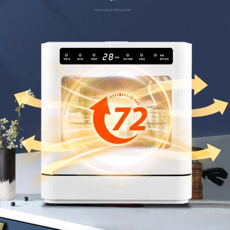 Dishwasher Household Small 8 People Capacity Automatic Disinfection Glass Washer New Desktop Surface Installation-Free 110V