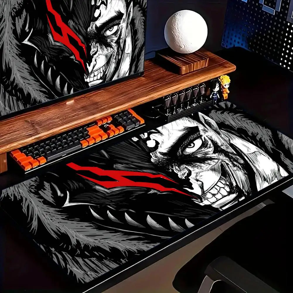 Berserk Guts Anime Mouse Pad Large Computer Office Game Table Mats XXL Rubber Anti-slip Gaming Keyboard Mousepads Long Desk Pads