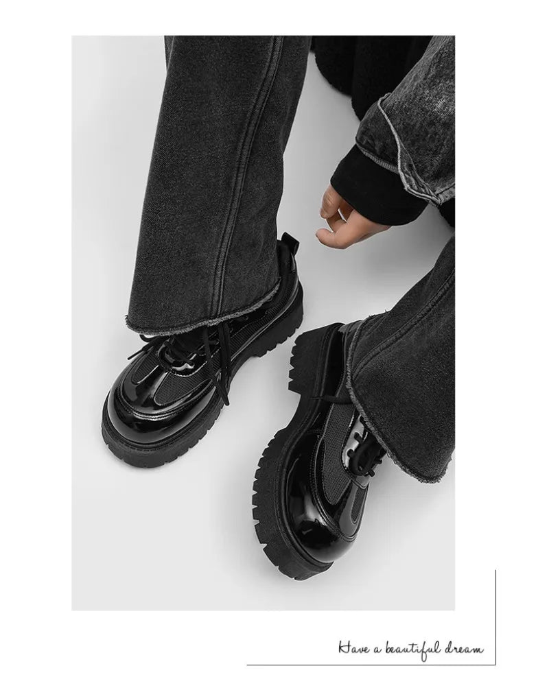 Shoes for Men High Quality Trend Casual Shoes Men Leather Original British Thick Sole Comfort Derby Shoes Sneaker Zapatos Hombre