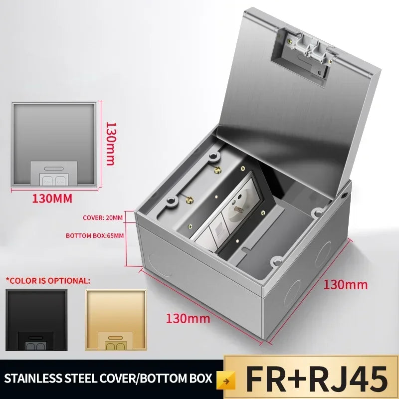 1PCS Flat Floor Hidden Socket, EU Electrical Outlet, Embedded Stainless Steel Marble Floor Socket Box for Home and Office Use