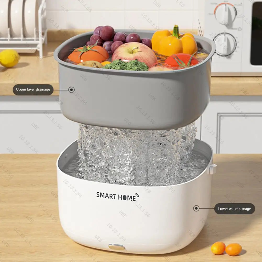 Ultrasound Fruits Cleaning Machine with Handle Electric Vegetable Washers Wireless Kitchen Gadgets for Tableware Bottles