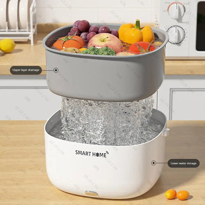 Ultrasound Fruits Cleaning Machine with Handle Electric Vegetable Washers Wireless Kitchen Gadgets for Tableware Bottles