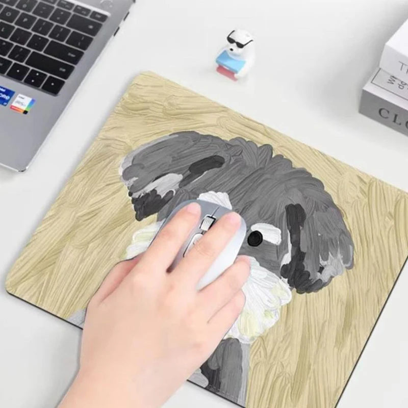 Cute Puppy Mouse Pad Anti-Slip Natural Rubber Lockedge Mousepad Cartoon Dog Office Home Laptop Computer Portable Small Mouse Mat
