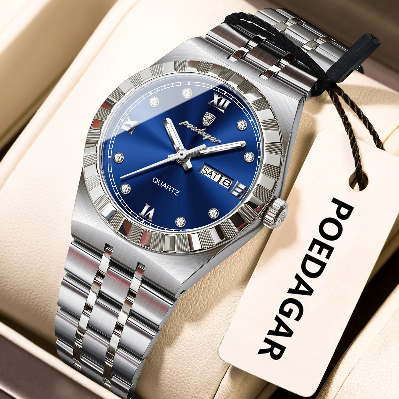 POEDAGAR Luxury Original Ladies Watch Luminous Waterproof Week Date Woman Wristwatch Stainless Steel Women Quartz Watches Female
