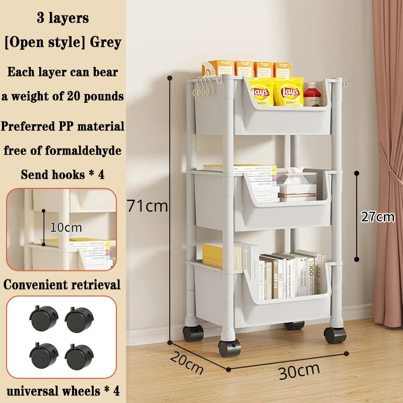 Children's Bookcases Rack Cart Home Toy Storage Reading Shelves Furniture With Wheels Removable Small Bookshelves With Wheels