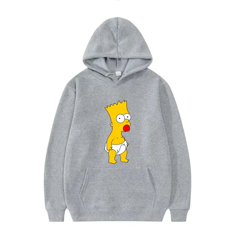 Disney The Simpsons Funny Pattern Casual Hooded Tops Men Woman Loose Comfortable Winter Black Sports Pullovers Fashion Clothing