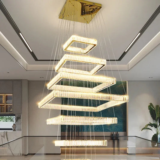 Modern Home Decoration Crystal Chandelier Stair Pendant Lamp Living Room Pendant Lights Indoor Lighting