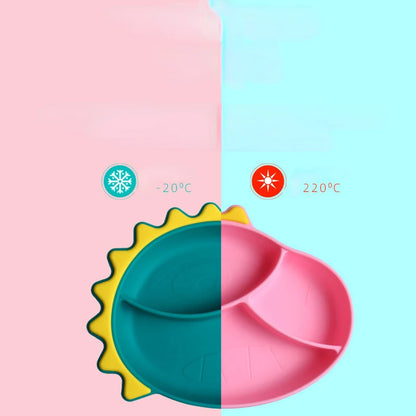 Sucker Silicone Dining Plate Baby Silicone Divided Supplementary Food Bowl Integrated Kid Products Anti Drop Baby Tableware Gift