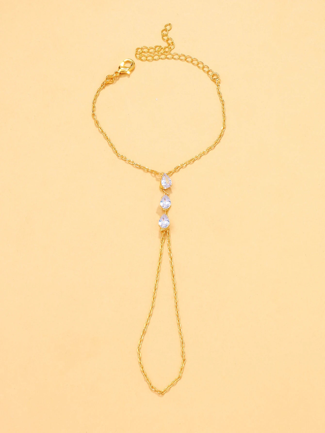 Water drop finger bracelet for summer women, high-end fashion, versatile zircon hand chain, light luxury jewelry
