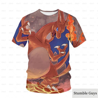 Pokemon 3D T-shirt for Boys and Children T-shirt Pikachu Cartoon Cool T-shirt for Boys and Girls Fashion Men Women Street Tee