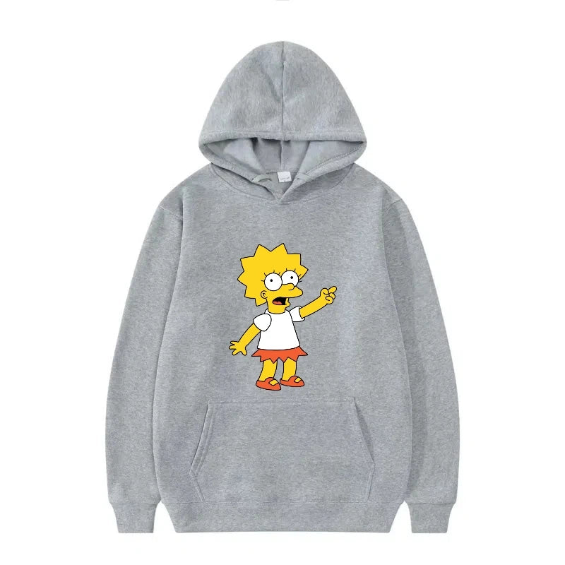Disney The Simpsons Funny Pattern Casual Hooded Tops Men Woman Loose Comfortable Winter Black Sports Pullovers Fashion Clothing