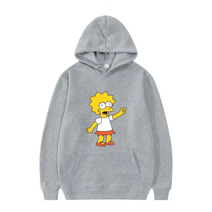 Disney The Simpsons Funny Pattern Casual Hooded Tops Men Woman Loose Comfortable Winter Black Sports Pullovers Fashion Clothing