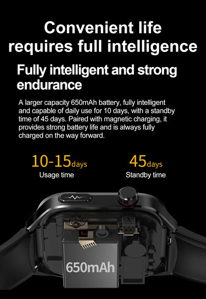 2025 New Smart Watch 2.04-inch AMOLED Screen Bluetooth Call IP68 Waterproof 650mA Sports Smartwatches Men Android Military-Grade