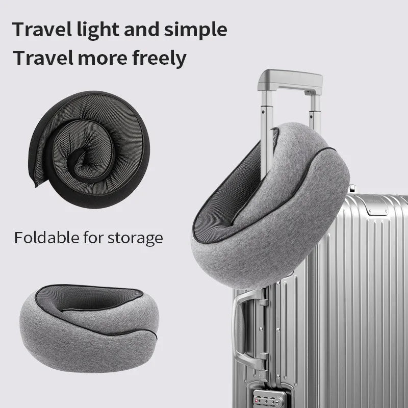 Portable Travel Neck Pillow Memory Foam U-shaped Pillow Snail Style 360 Degree Travel Neck Support Car,Office Sleep Pillow