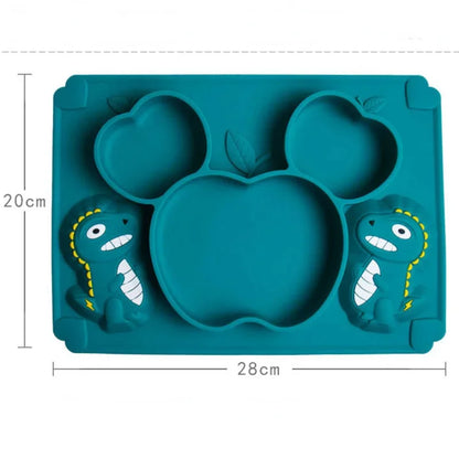 Baby Silicone Partition Supplementary Food Bowl Suction Cup Integrat Baby Dinosaur Dinner Plate Kid Product Anti Drop Tableware