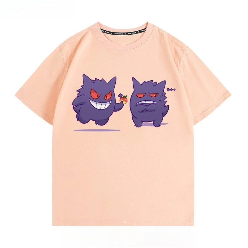 Pokémon Peripheral Clothes Gengar Cartoon Couple Wear Short-sleeved Top Men and Women Summer Animation Peripheral Joint T-shirt