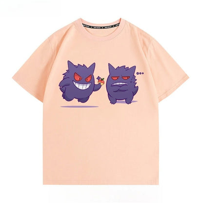 Pokémon Peripheral Clothes Gengar Cartoon Couple Wear Short-sleeved Top Men and Women Summer Animation Peripheral Joint T-shirt