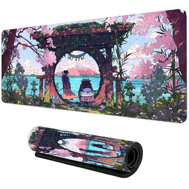 Sakura Japanese Street Anime Mouse Pad Gaming XL Home New HD Mousepad XXL Non-Slip Rubber Office Keyboard Carpet Laptop Mice Mat